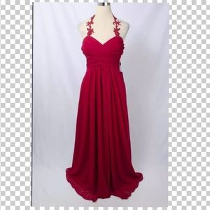 NWT JJ’s House Burgundy V-Neck Chiffon Formal Floor Length SZ 12